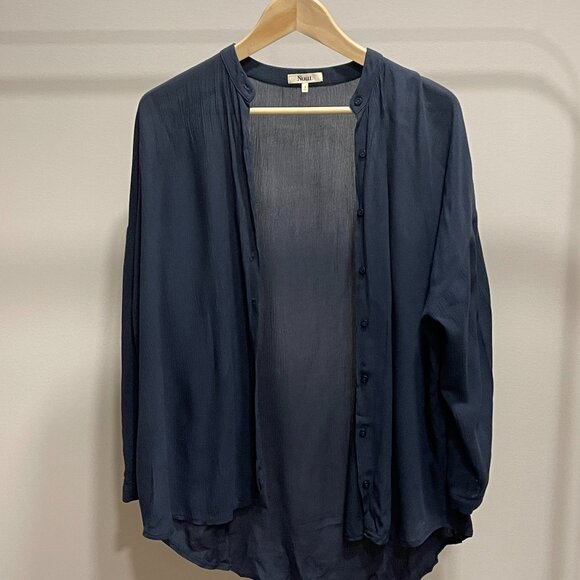 OAK + FORT Noul Button Down Blouse - Size S - Dark Navy - Picture 1 of 4